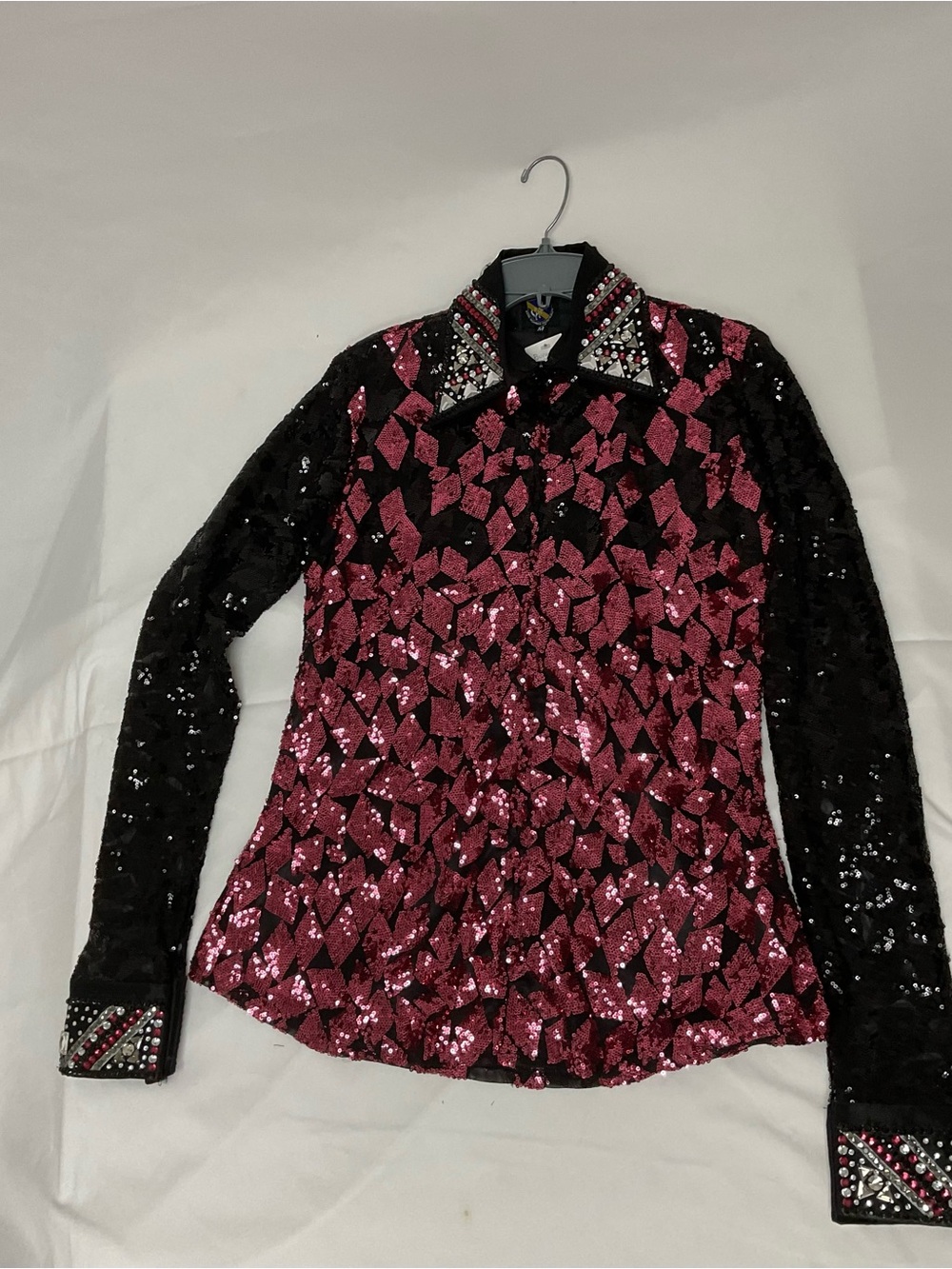 Sequin Pink & Black Embellished  zip Jacket